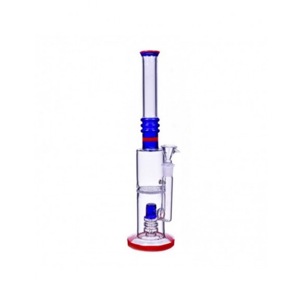 Dual Perc Cylinder Base Bong 16 Inches